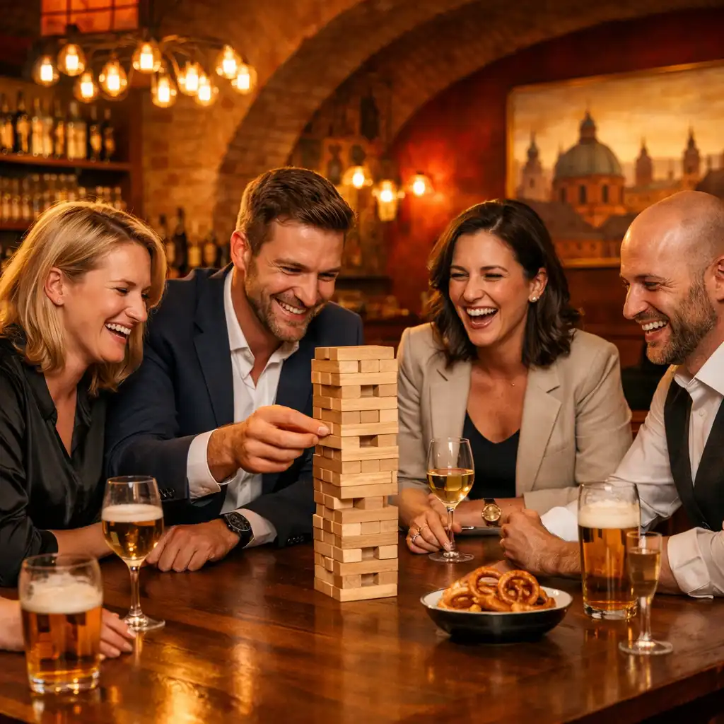 Týmová aktivita a networking během firemního večera v Prague Hub Clubu