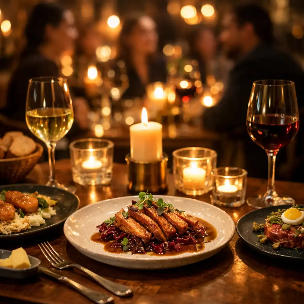 Detailní pohled na servírované degustační menu v Prague Hub Clubu