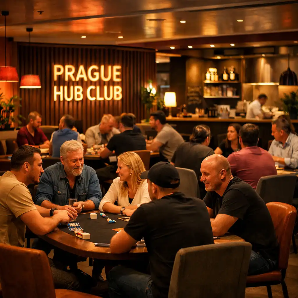 Elegantní interiér Prague Hub Clubu připravený na pokerový večer